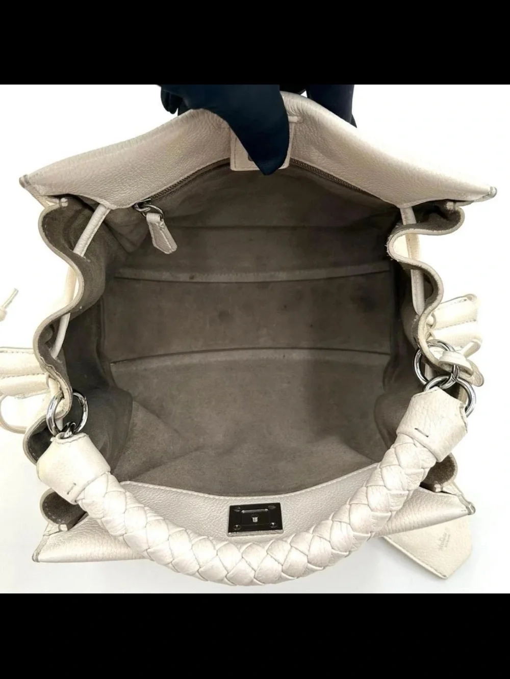Mulberry Cream Braided-Handle Crossbody Bag